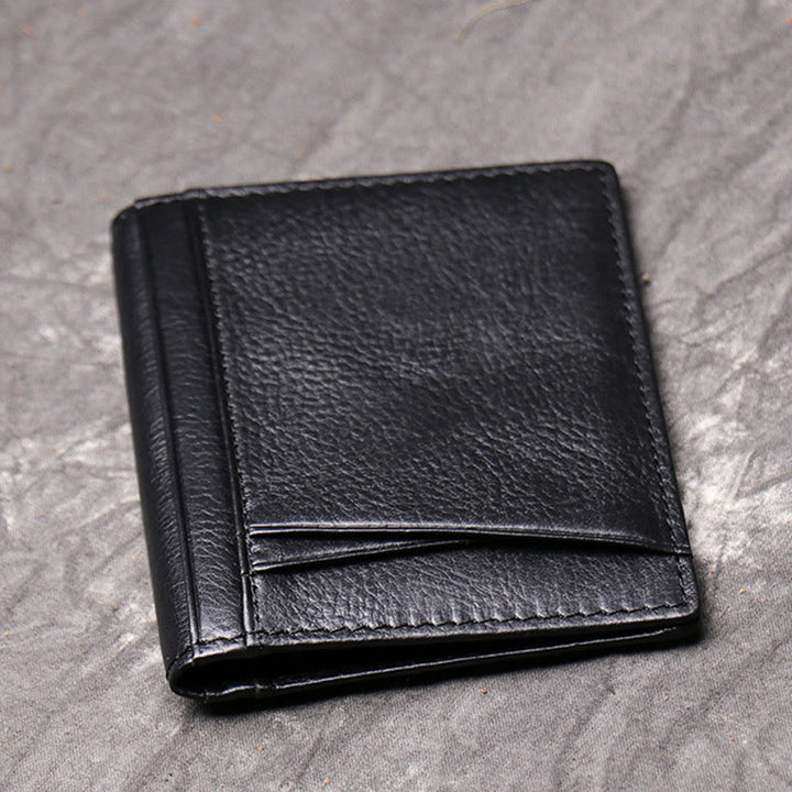 Minimalistischer Kartenhalter aus echtem Leder für Männer mit 2 Ausweisfenstern