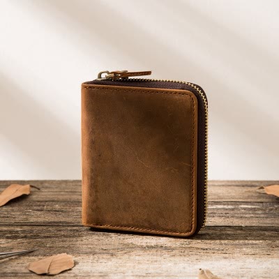 Bifold Echtleder Reißverschluss Geldbörse Sanfte Geldbörse für Männer Frauen