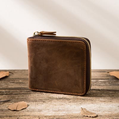 Bifold Echtleder Reißverschluss Geldbörse Sanfte Geldbörse für Männer Frauen