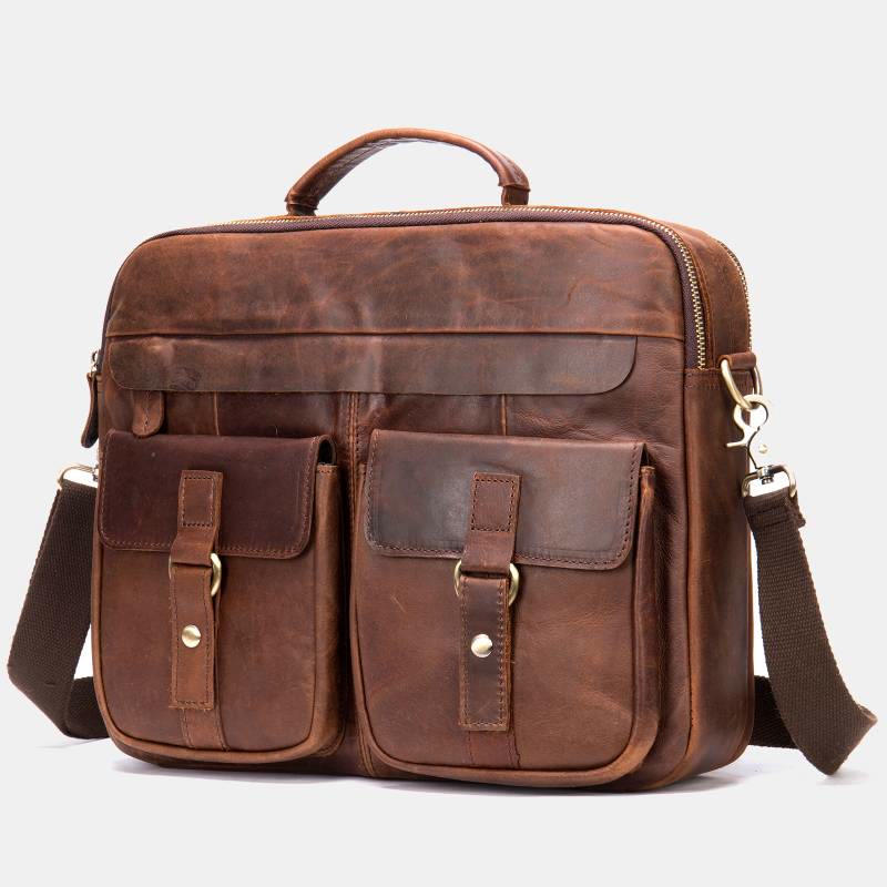 Umhängetasche aus echtem Leder im Vintage-Stil für Herren Geschäftliches Breifcase
