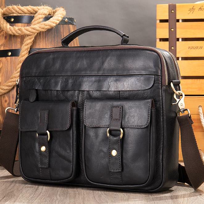 Umhängetasche aus echtem Leder im Vintage-Stil für Herren Geschäftliches Breifcase