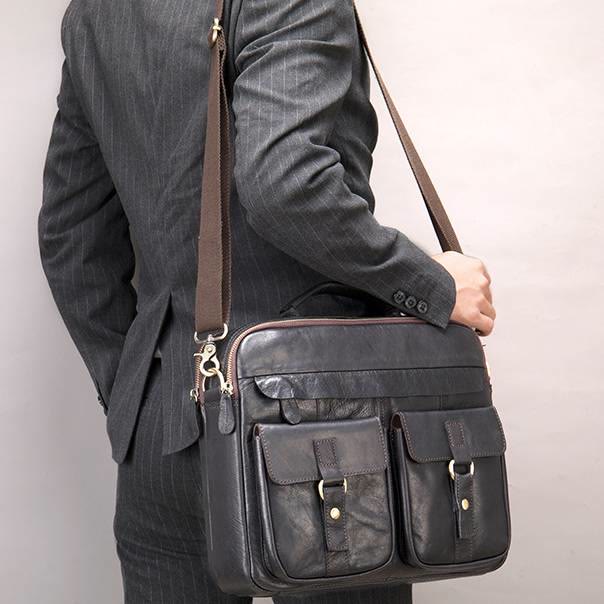 Umhängetasche aus echtem Leder im Vintage-Stil für Herren Geschäftliches Breifcase