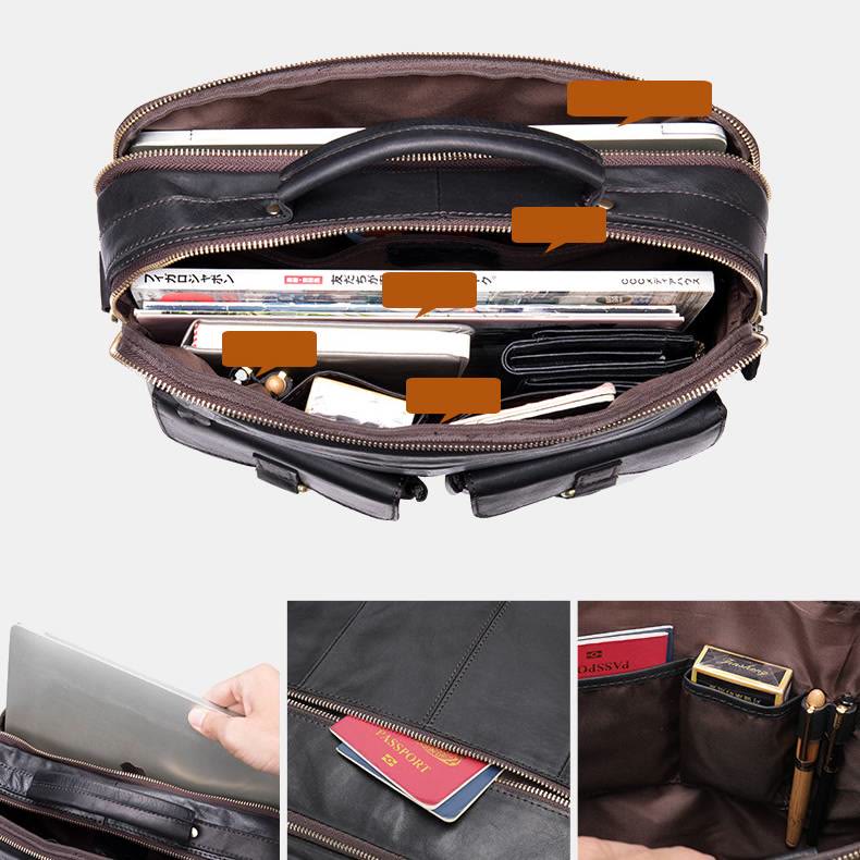 Umhängetasche aus echtem Leder im Vintage-Stil für Herren Geschäftliches Breifcase