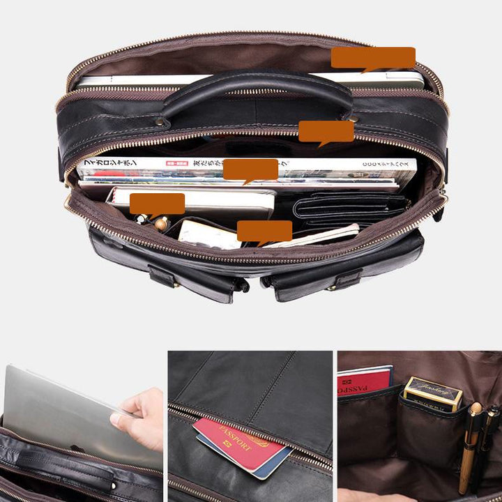 Umhängetasche aus echtem Leder im Vintage-Stil für Herren Geschäftliches Breifcase