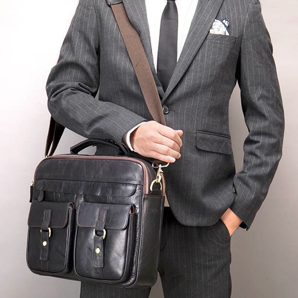 Umhängetasche aus echtem Leder im Vintage-Stil für Herren Geschäftliches Breifcase