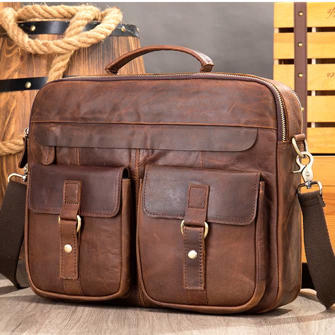 Umhängetasche aus echtem Leder im Vintage-Stil für Herren Geschäftliches Breifcase