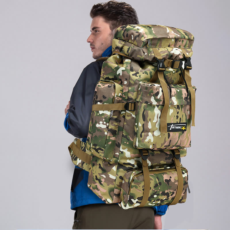70L Extragroßer Outdoor-Wander-Reiserucksack mit mehreren Taschen