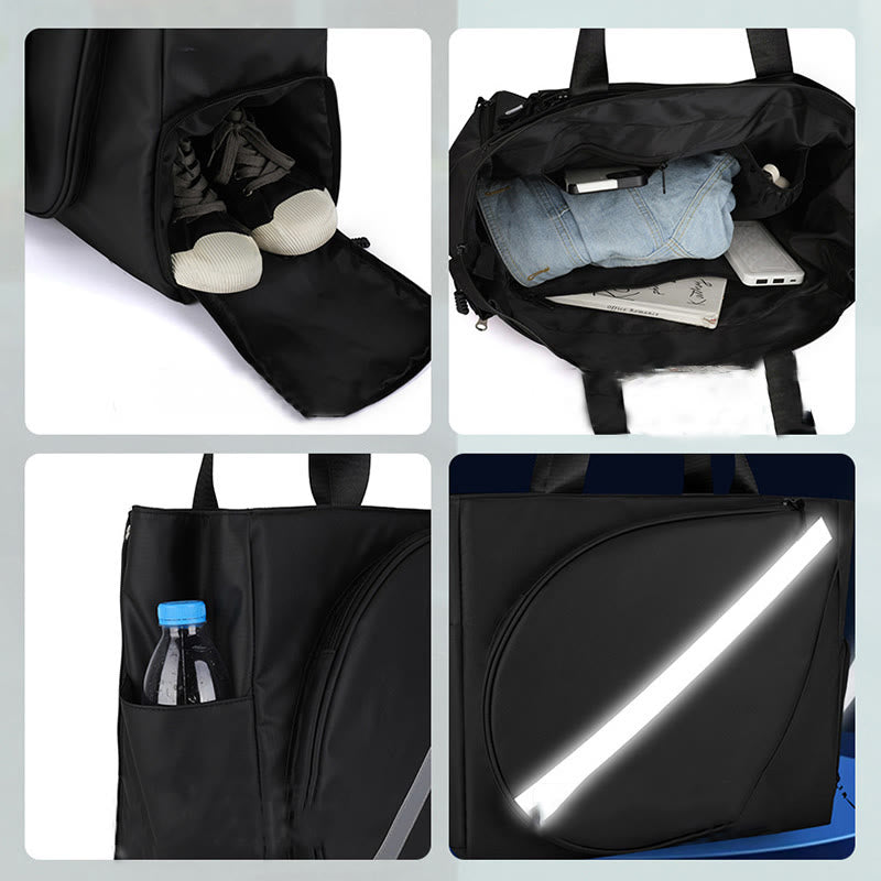 Erweiterbare Tennisschlägertasche, Tragetasche, Umhängetasche mit Schuhfach