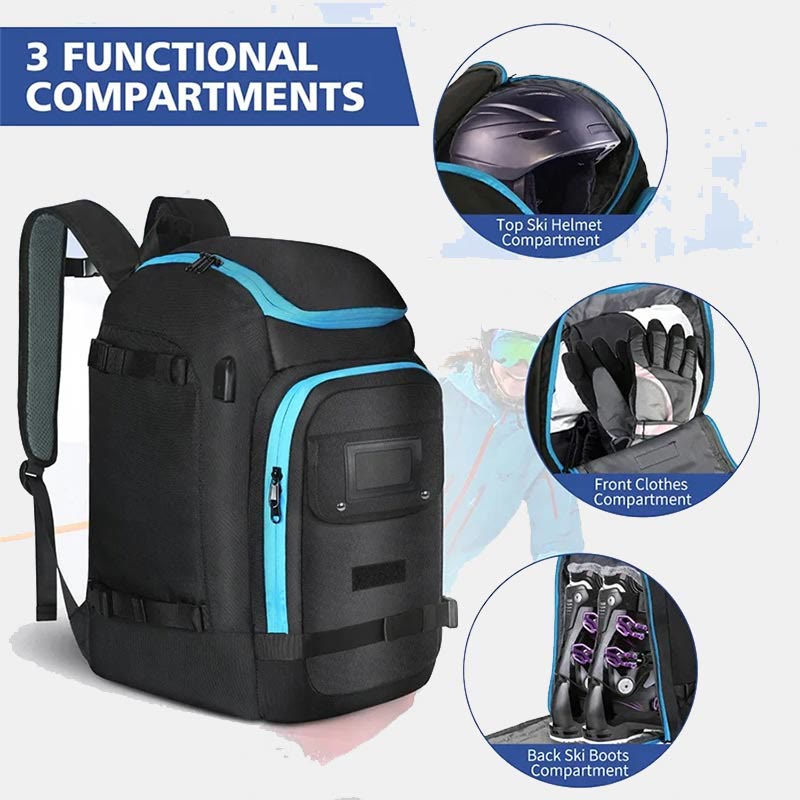 50L Skischuhtasche Sportrucksack für Skihelm Brille Snowboard