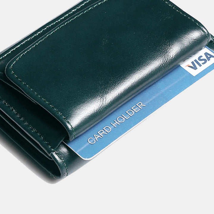 Kleine, kompakte RFID-blockierende Lederbrieftasche mit Airtag-Steckplatz