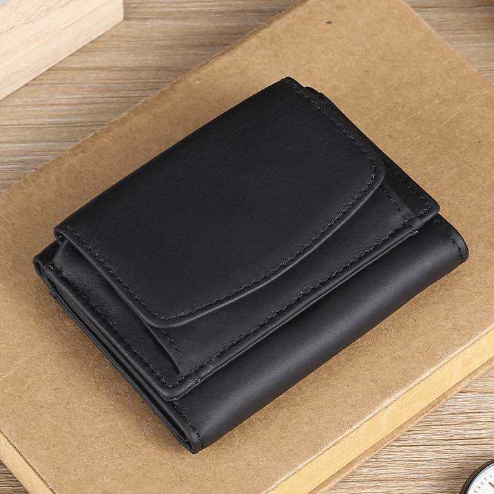 Kleine, kompakte RFID-blockierende Lederbrieftasche mit Airtag-Steckplatz