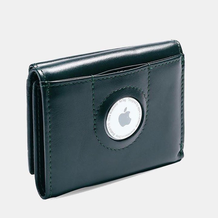 Kleine, kompakte RFID-blockierende Lederbrieftasche mit Airtag-Steckplatz