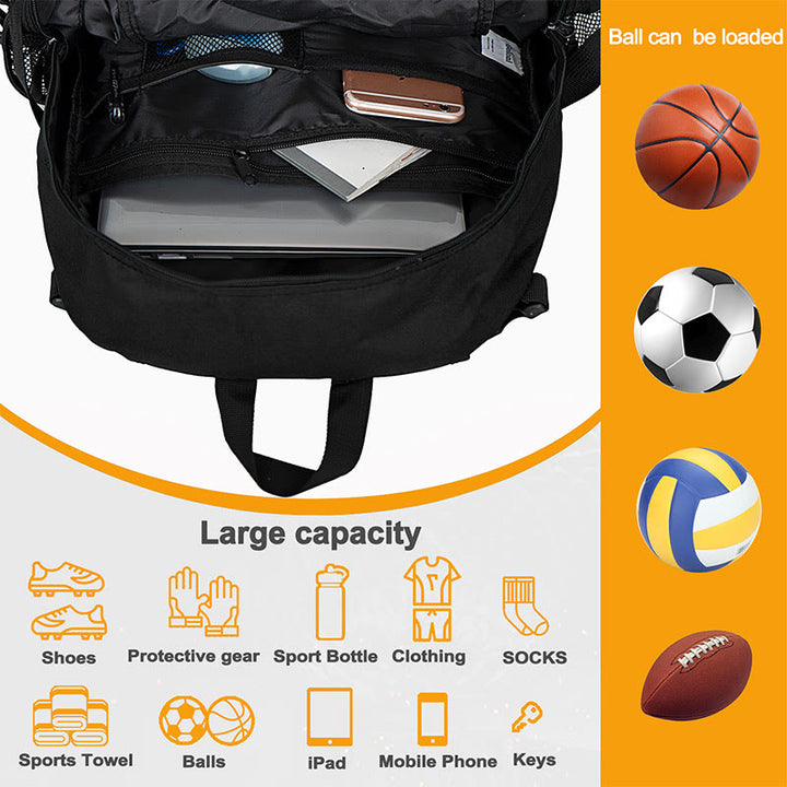 Großer Basketball-Rucksack, Sporttasche mit Ballhalter, Schuhfach