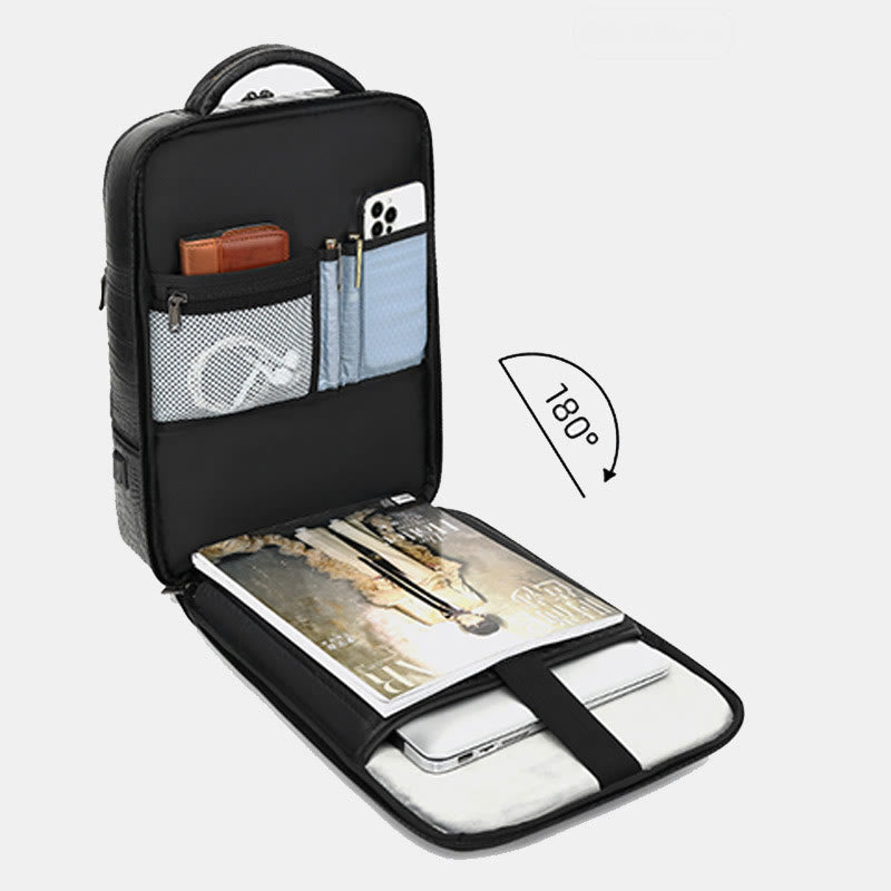 Rucksack aus echtem Leder mit Krokodilmuster, für Geschäftsreisen, Laptoptasche