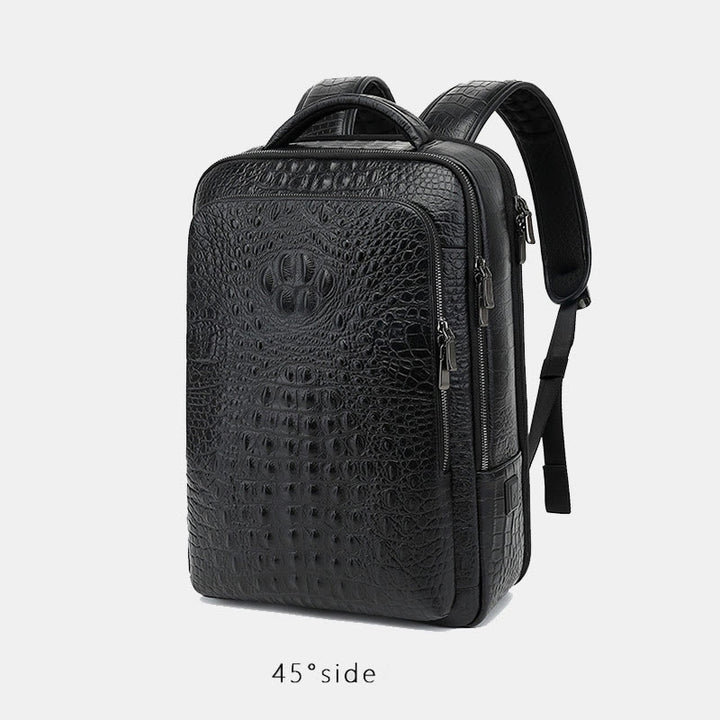 Rucksack aus echtem Leder mit Krokodilmuster, für Geschäftsreisen, Laptoptasche
