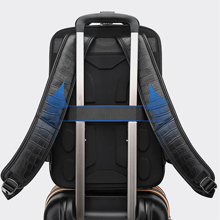 Rucksack aus echtem Leder mit Krokodilmuster, für Geschäftsreisen, Laptoptasche