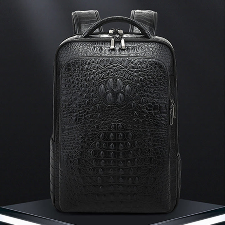 Rucksack aus echtem Leder mit Krokodilmuster, für Geschäftsreisen, Laptoptasche