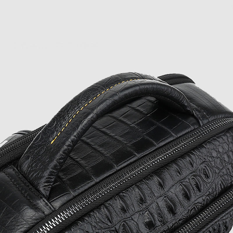 Rucksack aus echtem Leder mit Krokodilmuster, für Geschäftsreisen, Laptoptasche