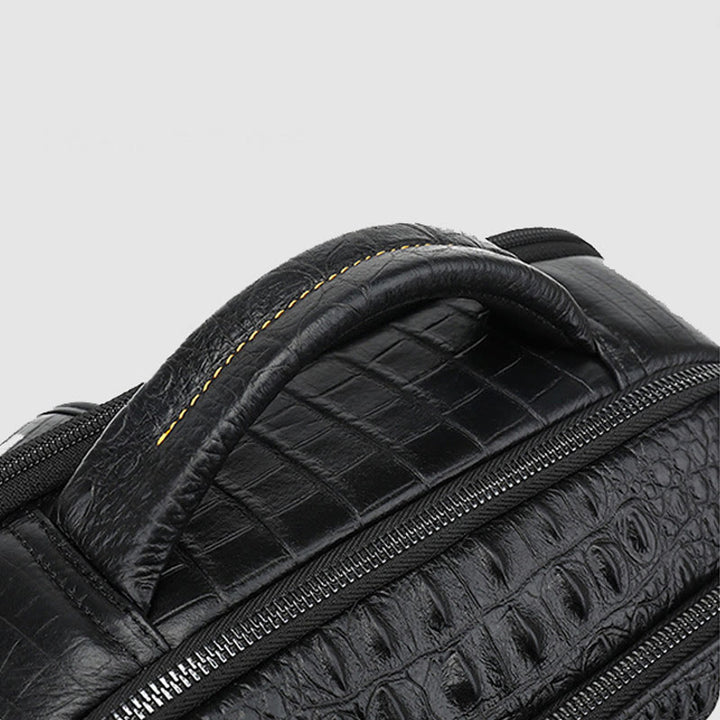 Rucksack aus echtem Leder mit Krokodilmuster, für Geschäftsreisen, Laptoptasche