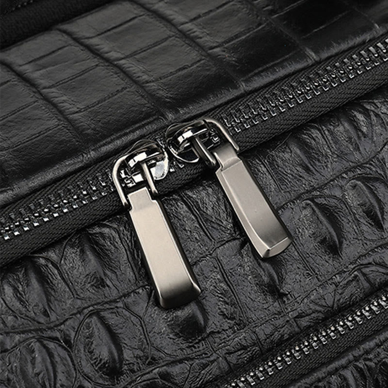 Rucksack aus echtem Leder mit Krokodilmuster, für Geschäftsreisen, Laptoptasche
