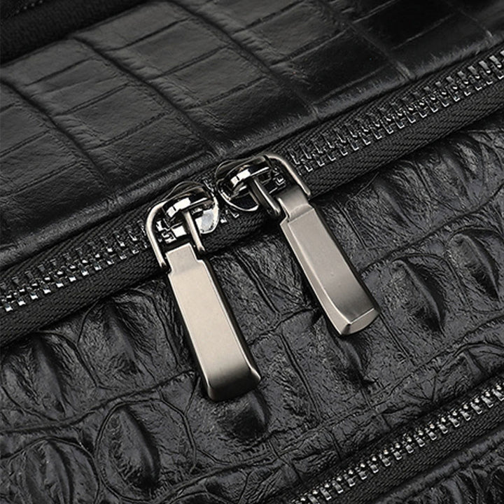 Rucksack aus echtem Leder mit Krokodilmuster, für Geschäftsreisen, Laptoptasche