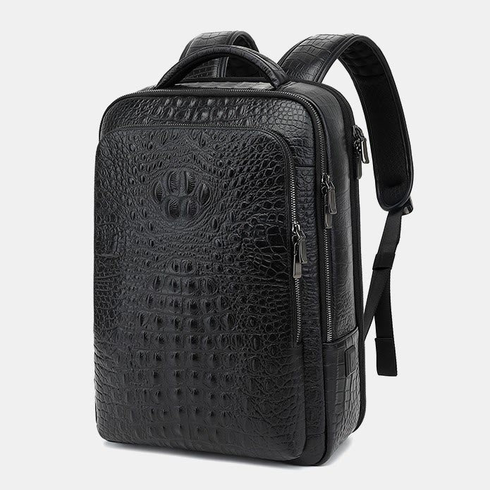 Rucksack aus echtem Leder mit Krokodilmuster, für Geschäftsreisen, Laptoptasche