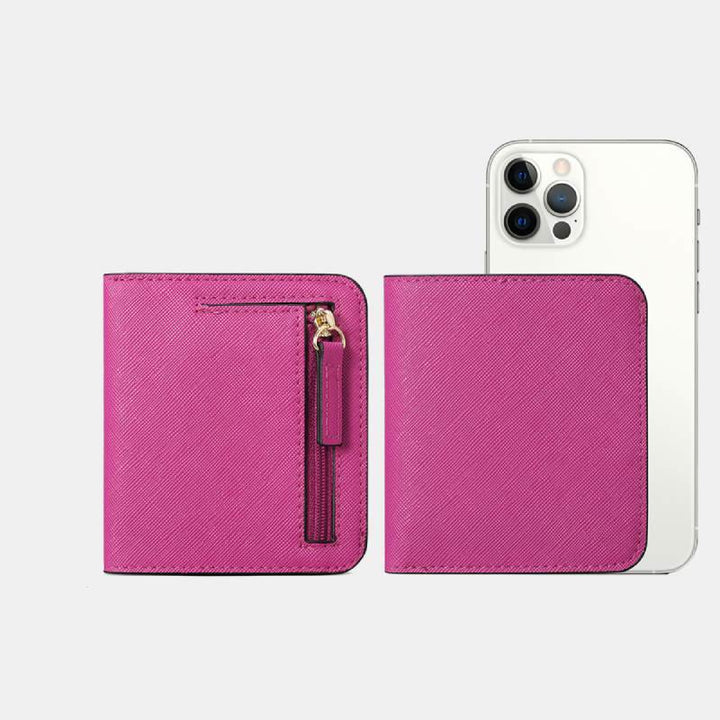 Schlanke, zweifach gefaltete, elegante Geldbörse mit RFID-Blockierung - DunkelPink - image 19