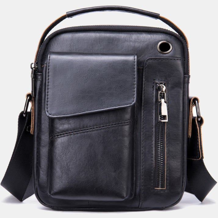 Messenger Bag für Herren, mehrere Taschen, echtes Leder, Business-Umhängetasche