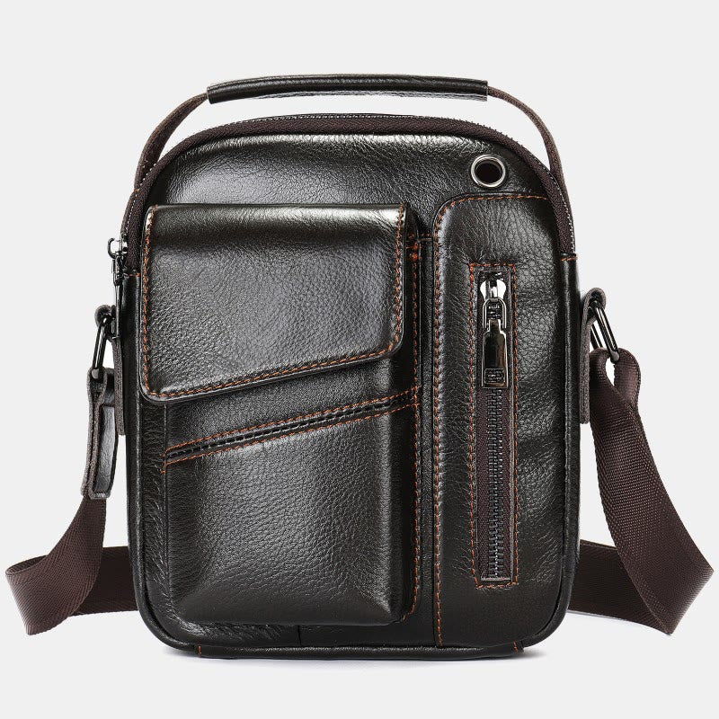 Messenger Bag für Herren, mehrere Taschen, echtes Leder, Business-Umhängetasche