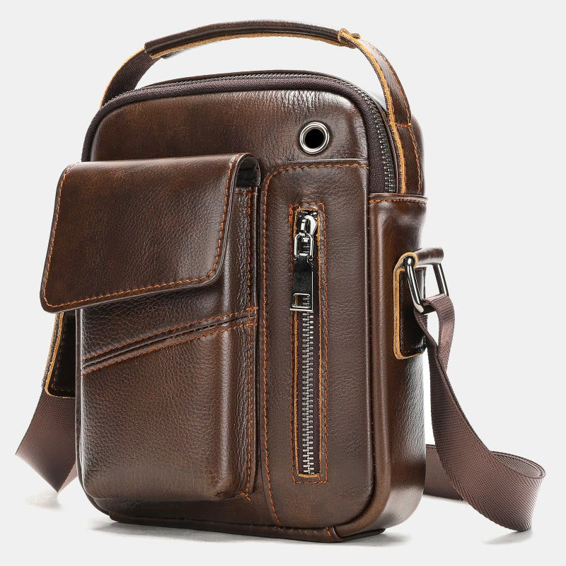 Messenger Bag für Herren, mehrere Taschen, echtes Leder, Business-Umhängetasche