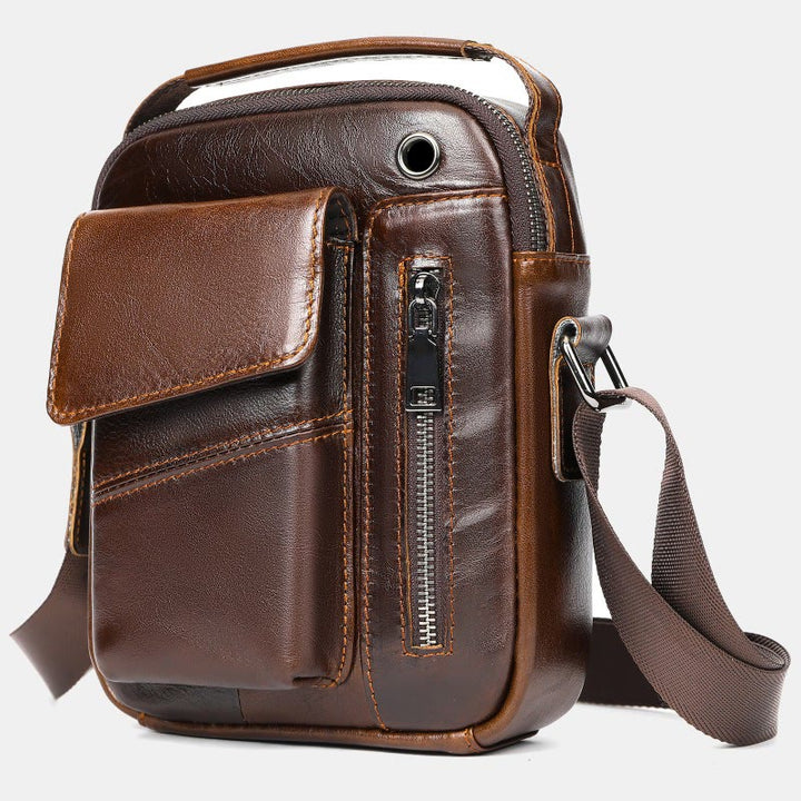 Messenger Bag für Herren, mehrere Taschen, echtes Leder, Business-Umhängetasche