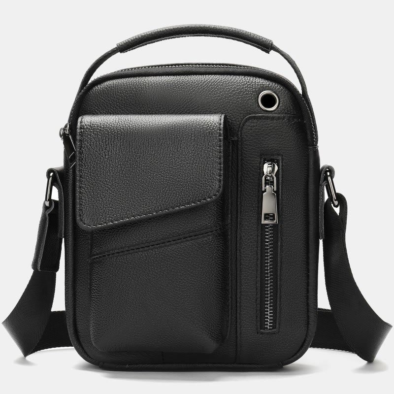 Messenger Bag für Herren, mehrere Taschen, echtes Leder, Business-Umhängetasche
