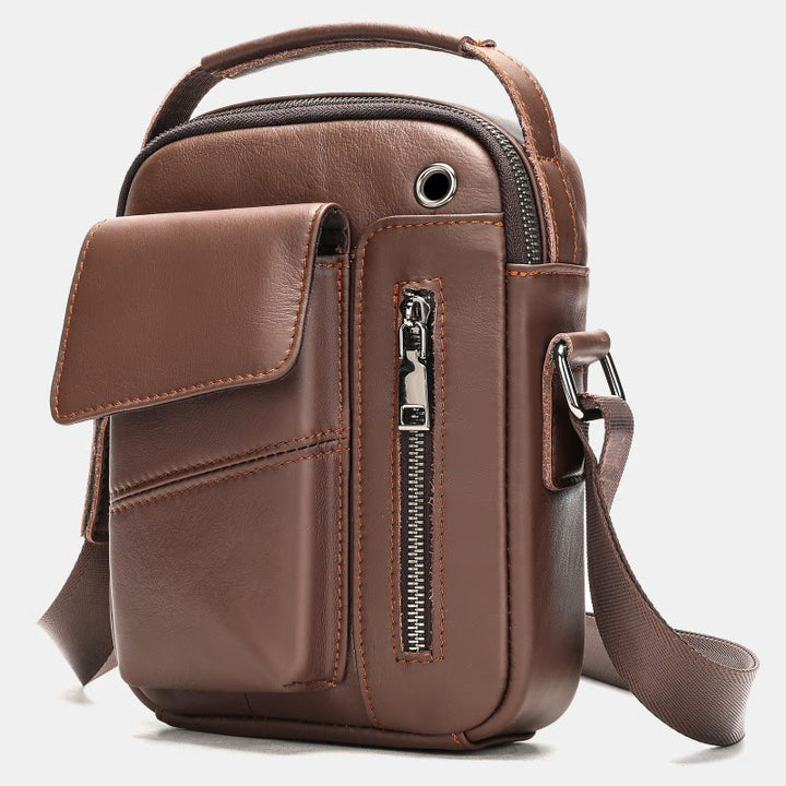 Messenger Bag für Herren, mehrere Taschen, echtes Leder, Business-Umhängetasche