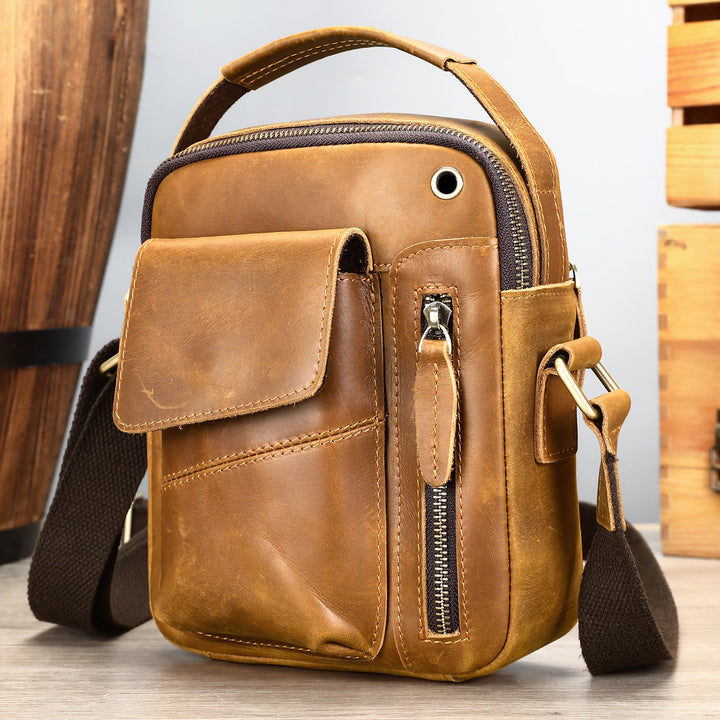 Messenger Bag für Herren, mehrere Taschen, echtes Leder, Business-Umhängetasche