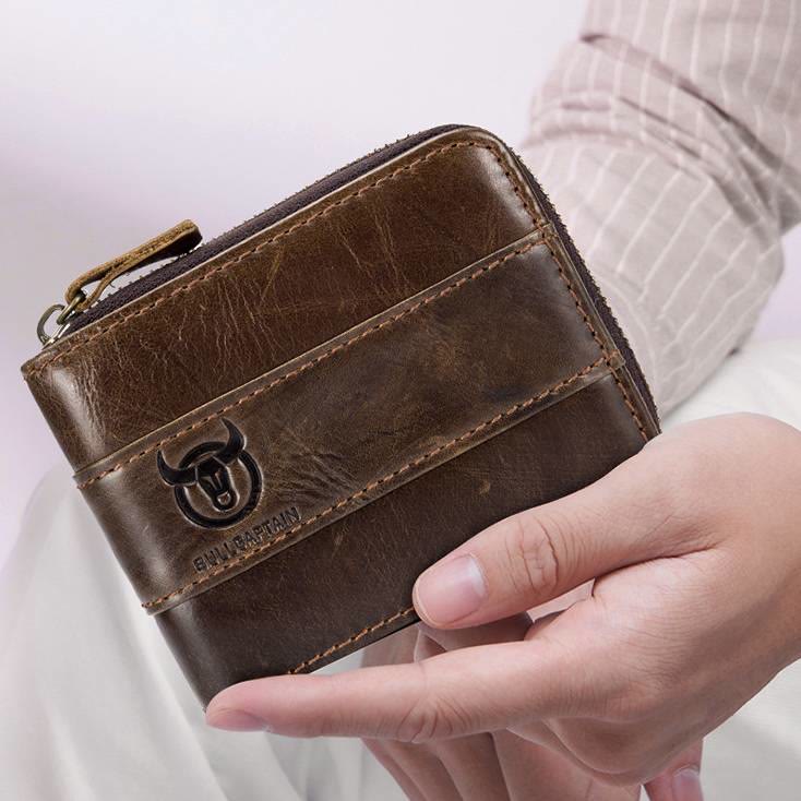 RFID Antimagnetische Vintage Geldbörse aus echtem Leder