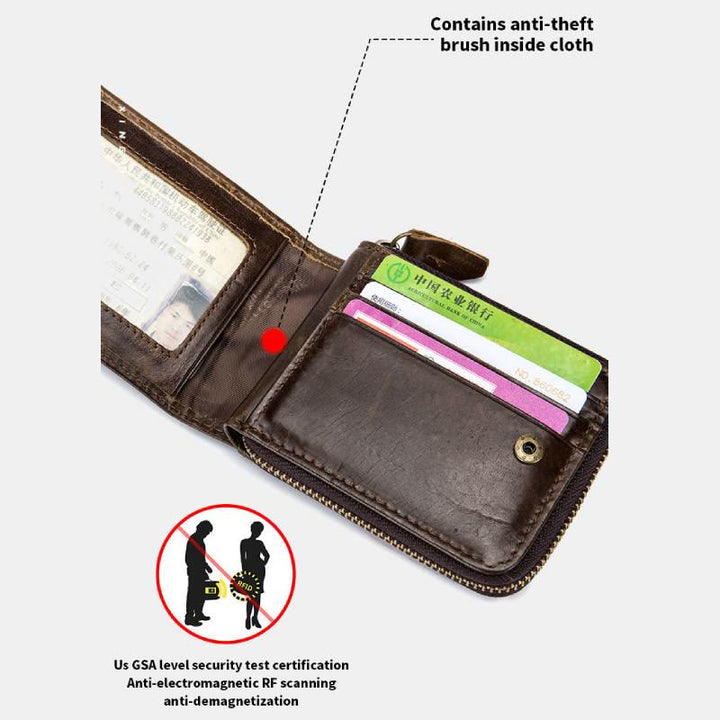RFID Antimagnetische Vintage Geldbörse aus echtem Leder