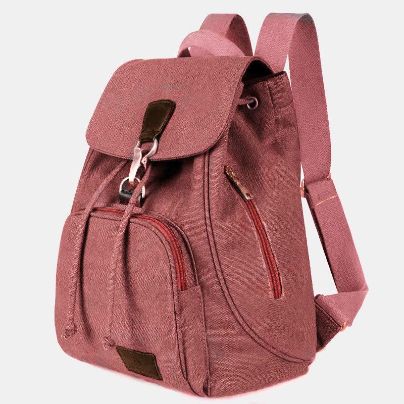 Canvas-Rucksack für Damen und Mädchen, Vintage-Stil, mit Kordelzug, für die Schule, Reisen