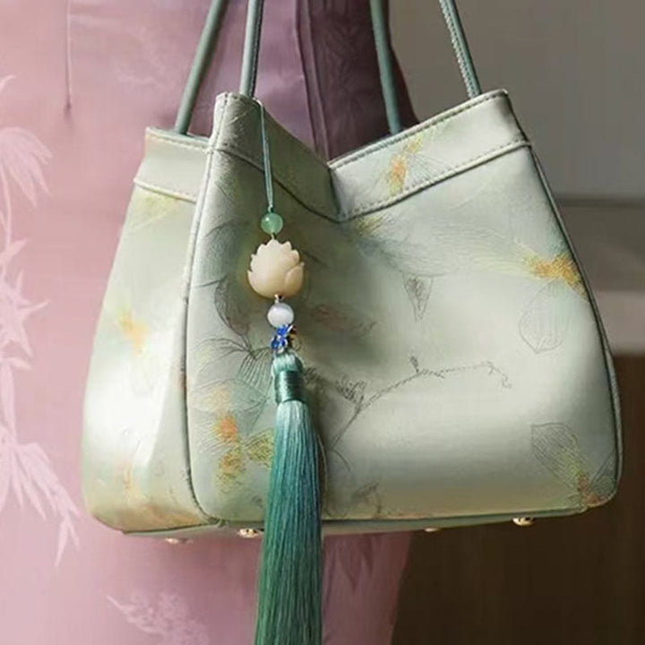Umhängetasche aus Seide mit Retro-Stickerei, Beuteltasche für Damen