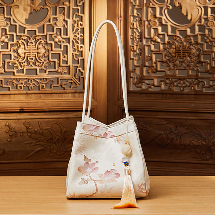 Umhängetasche aus Seide mit Retro-Stickerei, Beuteltasche für Damen