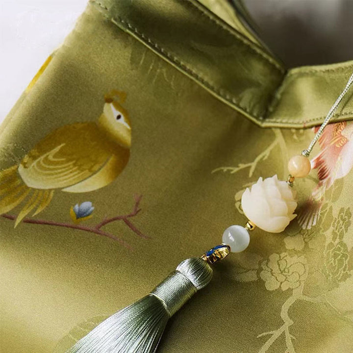 Umhängetasche aus Seide mit Retro-Stickerei, Beuteltasche für Damen