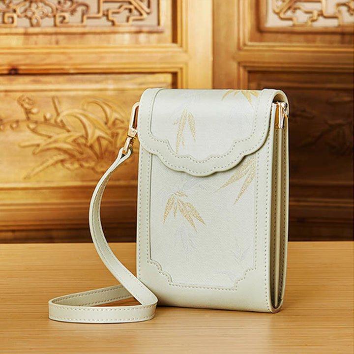 Blumen Stickerei Telefon Tasche Retro Mini Umhängetasche