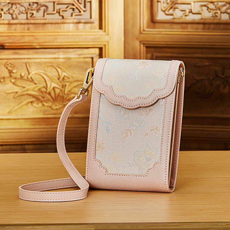 Blumen Stickerei Telefon Tasche Retro Mini Umhängetasche