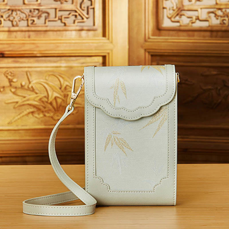 Blumen Stickerei Telefon Tasche Retro Mini Umhängetasche