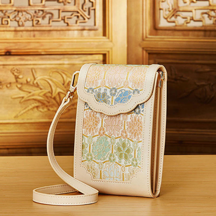 Blumen Stickerei Telefon Tasche Retro Mini Umhängetasche