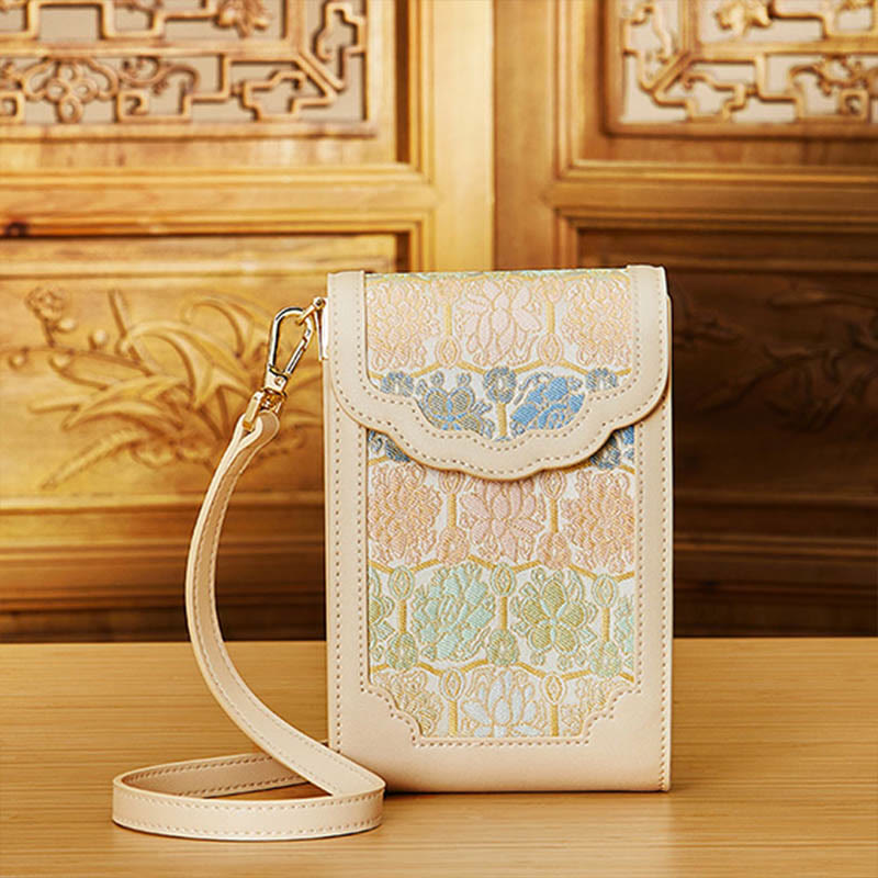Blumen Stickerei Telefon Tasche Retro Mini Umhängetasche