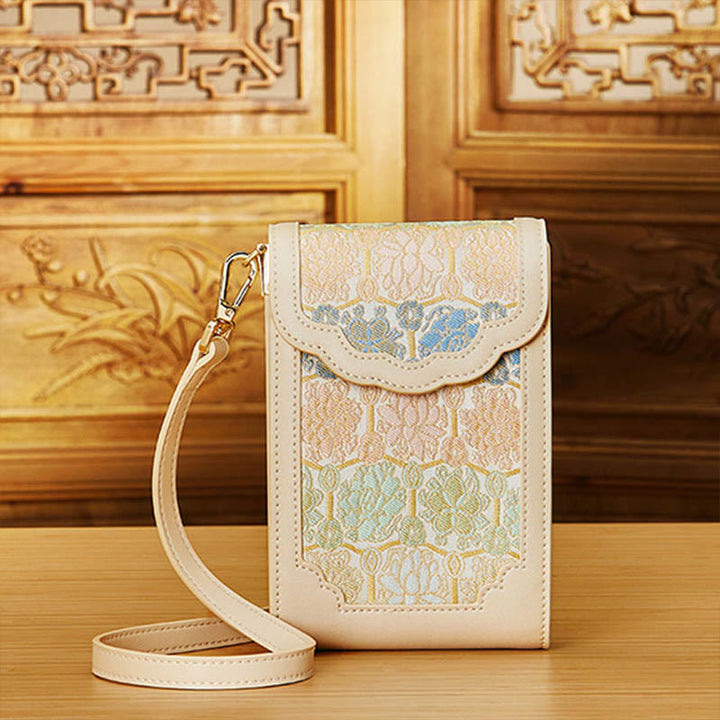 Blumen Stickerei Telefon Tasche Retro Mini Umhängetasche