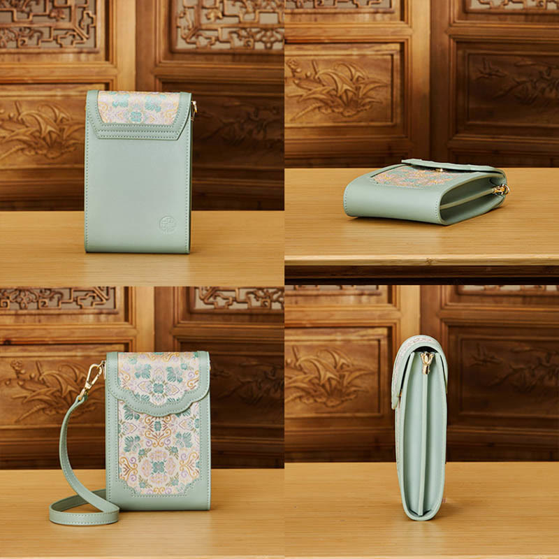 Blumen Stickerei Telefon Tasche Retro Mini Umhängetasche