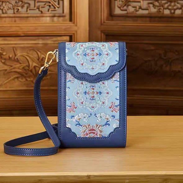 Blumen Stickerei Telefon Tasche Retro Mini Umhängetasche