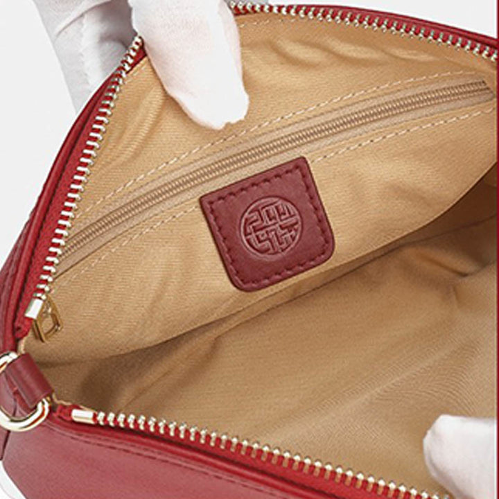 Echtes Leder Blumen Stickerei Clutch Armband Tasche Umhängetasche