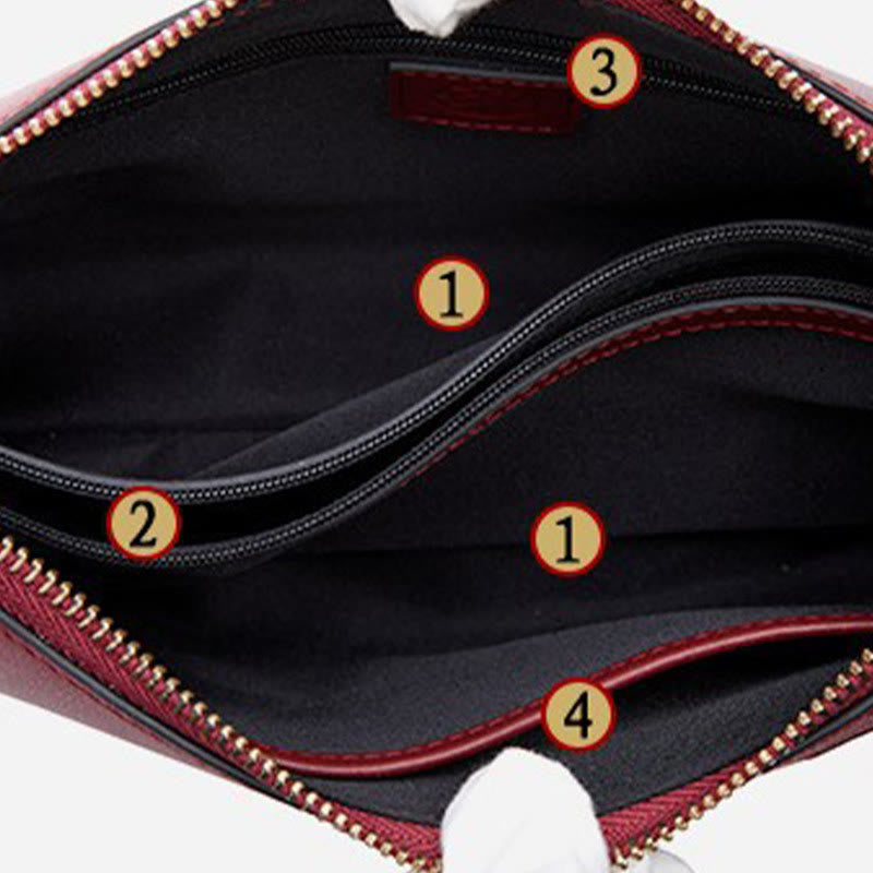 Umhängetasche aus Leder mit Pfingstrosen-Stickerei für Damen